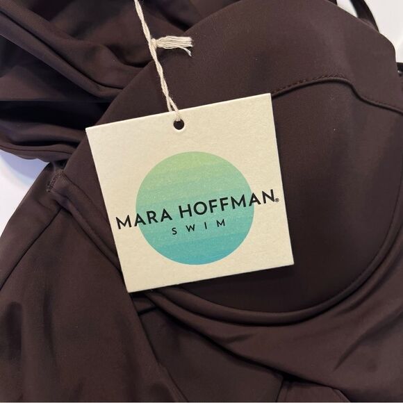 NEW Mara Hoffman Lattice Underwire One Piece Swimsuit Brown Size XL - Picture 9 of 14